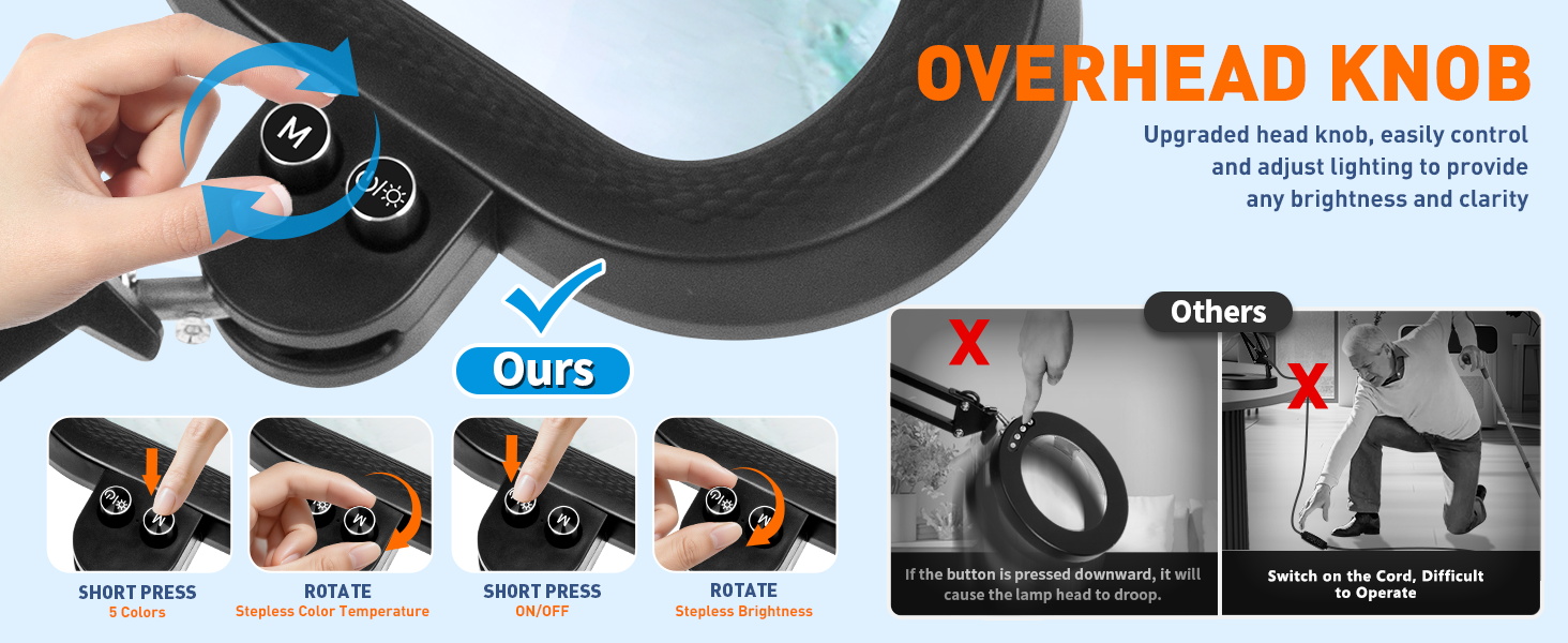 OVERHEAD KNOB lighted magnifying glass magnifying glasses with light magnifier with light