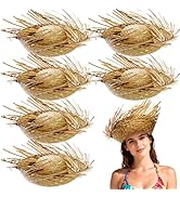 Cididu 6 Pcs Straw Hat Hawaii, Beach Party Hat Costume, Beachcomber Hats for Women Men, Hawaiian ...