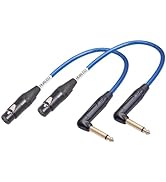 HUALEU 2Pack 1Ft 1/4" TS Right Angle to XLR Female Cable,XLR Female to 1/4-inch TS Right-Angle Pl...