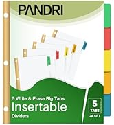 Binder Divider, PANDRI 120 Pack Binder Index Dividers with 5 Tabs, Letter Size Paper Binder Divid...