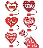 5 Pcs Straw Toppers Straw Cover for Cup 30-40 oz, PLULON 10 mm Silicone Straw Toppers Sweet Heart...