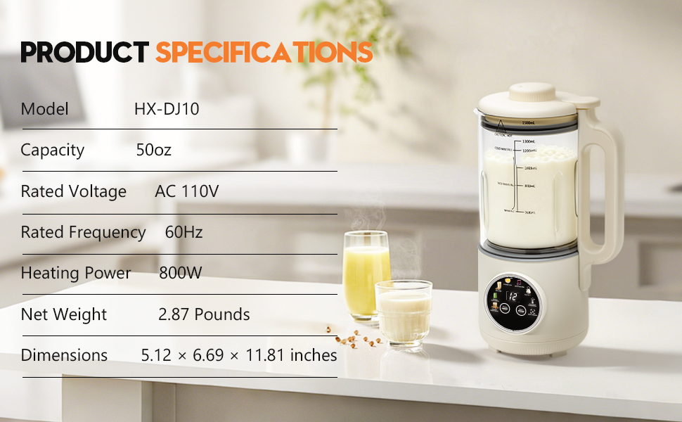 8-in-1 Nut Milk Maker Machine, 50oz Glass Soy Almond Oat Milk Maker with 20 Blades