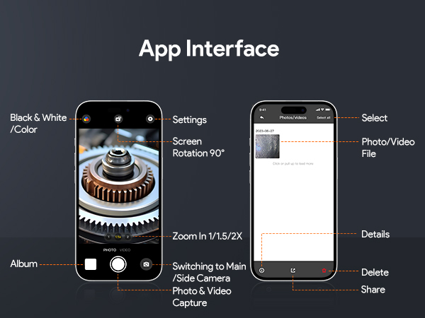 DEPSTECH Endoscope Camera with Ligh Dual Lens Inspection Borescope for iPhone &amp;amp;amp; Android