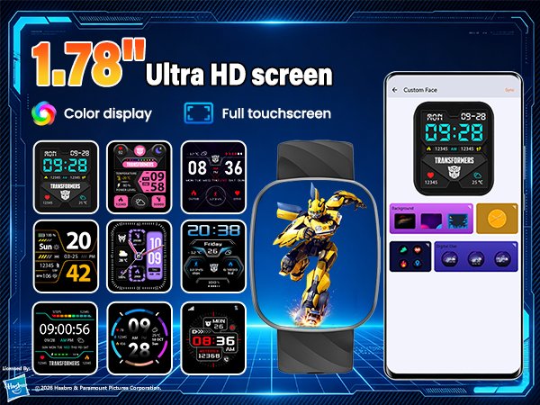 Transformers watch kids smartwatch boys girls gift fitness tracker heart rate