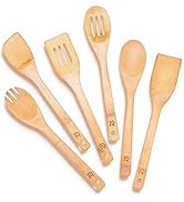 Riveira Bamboo Wooden Spoons for Cooking 6-Piece, Apartment Essentials Wood Spatula Spoon Nonstic...