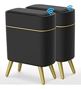 Yatmung 2 Pack - Automatic Bathroom Trash Can with Lid 2.5 Gal Smart Bathroom Trash Can Automatic...