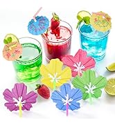 [100Pcs] Umbrellas Drink Straws - 9.5 Inch Bendy Drinking Straws with Parasol for Party, Tropica ...