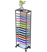 Ekisemio 15 Tier Rolling File Cart, Sturdy and Durable Desk File Organizer with Metal Mesh Letter...
