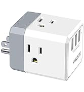 Multi Plug Outlet, Outlet expanders, POWSAV USB Wall Charger with 3 USB Ports(Smart 3.0A Total) a...