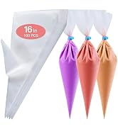 firstake Piping Bags 16 Inch - 100pcs Disposable Piping Bags, Large Pastry Bags, Thickened Frosti...