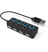 USB 3.0 Hub,4-Port Mini USB hub 3.0,2.0 Hub with Individual LED Power Switches,USB Expander for L...