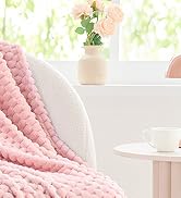 BEDELITE Valentine Day Fleece Decorative Blanket - 3D Jacquard Pink Throw Blankets for Women's Co...