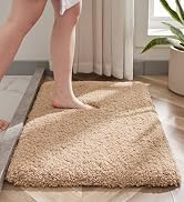 Disolla Beige Bathroom Rug 20x32 Non Slip Fluffy Bath Mat for Bathroom Floor Washable Plush Luxur...