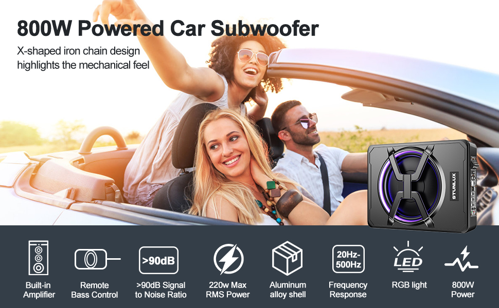 800W Powered Car Subwoofer