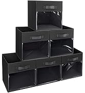 DIMJ Cube Bins, 6 Packs Fabric Storage Cubes with Clear Window, Storage Bins with Handles, Storag...