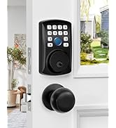 HIDALIFE Fingerprint Door Lock with 2 Door Knob Set, Keyless Entry Door Knob Deadbolt with Handle...