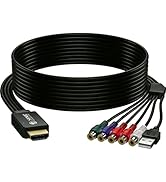 eSynic Portable YPbPr to HDMI Converter Cable - All-in-One Female Component to HDMI Adapter with ...