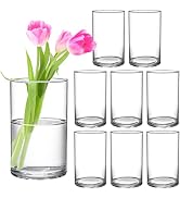 Frcctre 8 Pack 6 Inch Glass Cylinder Vases, Clear Glass Vases Floating Candle Holders Flower Vase...