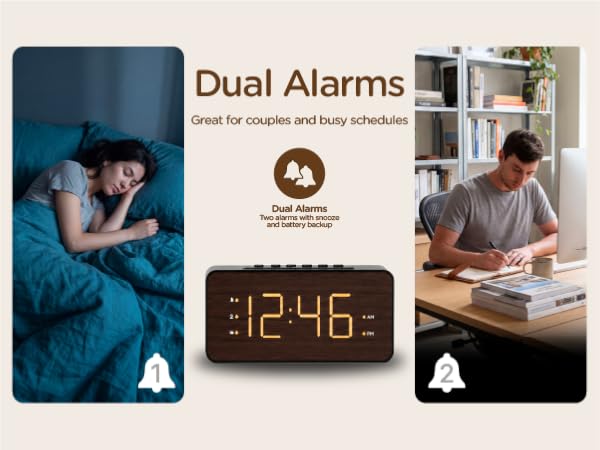 dual alarm bedside clock