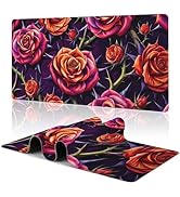 Vibrant Rose Large Extended Gaming Mouse Pad Roses and Thorns XXL Mousepad Desk Pad for Keyboard ...