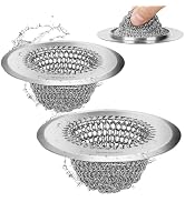 wokdada 2 Pcs Sink Drain Strainer: Anti-Slip Flexible Chainlink, 304 Stainless Steel. Upgraded Cl...