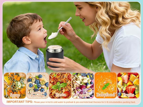 15.2oz Kids Thermo Food Jar – Leakproof Wide Mouth Insulated Food Container with Spoon &amp; Handle