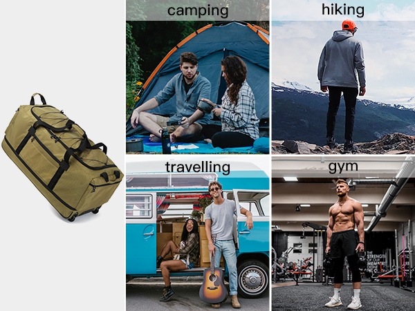 large rolling duffle bag with wheels