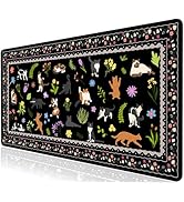 L-SPOUTTO Cute Cats Desk Mat for Keyboard and Mouse,Boho Floral XXL Large Mouse Pad,35.4x15.7in N...