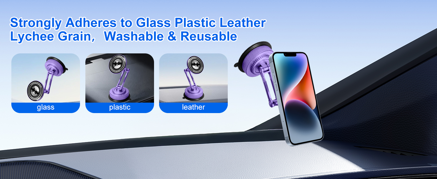 Purple Violet mount with strong silicone suction cup,fits glass plastic leather, elegant for ladies