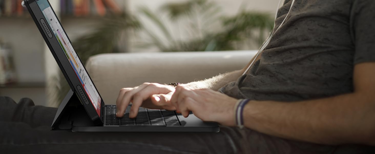 Laptop-like Typing Multi-touch Trackpad Backlit Stylus Holder for 11" Galaxy Tab A9+ Plus (2023)