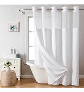 eachope No Hook Tufted Chevron Striped Shower Curtain with Snap-in Fabric Liner set-71Wx74H,Hotel...