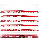 12-Inch Wood Pruning Reciprocating Saw Blades, 5TPI Saw Blades for Tree Trimming, Wood Cutting (5...
