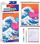 Faber-Castell Paper Scroll Painting Kit: The Great Wave | Hanging Wall Art with Pre-Printed Desig...