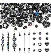 Craftdady DIY Keychain Making Kits 72Pcs Spacer Bead Round Evil Eye Resin Beads Acrylic Heart Sta...