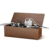 Delamu Wood Cable Management Box with Magnetic Lid, Duty Desk Charging Cord Organizer Cord Box Hi...