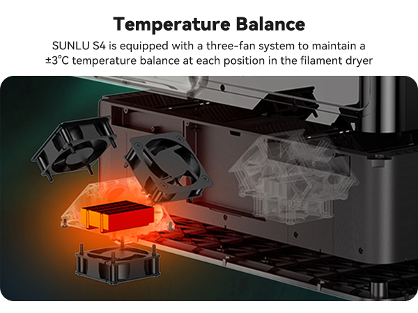 Text reads 'Temperature balance'. Dark image showing what appears to be a cooking or heating device with orange glow visible.