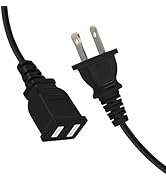 2 Prong Polarized Black Extension Cord 5 feet 1250W 10A Thin Power Cable Male to Female for Indoo...