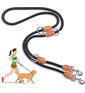 Multi-Function Hands Free Dog Rope Leash (7ft) - Strong Dog Training Leads, 1.4cm Thick Nylon Dou...