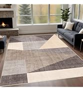 Puino Washable Modern Area Rug: 5x7 Geometric Area Rugs for Living Room Large Area Rugs for Bedro...
