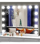 Gvnkvn Extra Large Lighted Makeup Vanity Hollywood Mirror with 3 Color Lights 15 Dimmable LED Bul...