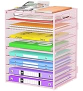Cawukege 9 Tier Paper Organizer with Handle, Large Capacity Desk Organizer Mesh File Folder Organ...