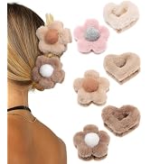 Fluffy Plush Claw Clip for Hair 6 Pcs Cute Hair Clips for Women Fuzzy Hair Barrettes Girls Hair J...