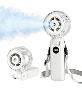 DERLULU Portable Handheld Fan with Mist, Foldable Long-lasting Rechargeable Personal Desk Fan, 1-...