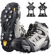 Azarxis Walk Traction Ice Cleat Spikes Crampons with 10 Spikes Snow Grips Stretch Footwear Tracti...