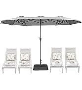 SUPERJARE 13FT Outdoor Patio Umbrella with Base Included, Double Sided Pool Umbrellas with Fade R...