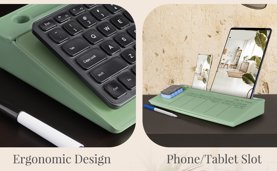 Ergonomic Design and Phone/Tablet Slot