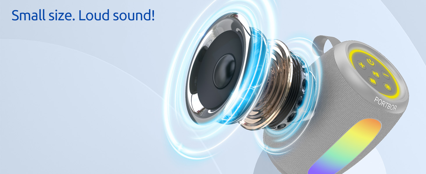 Portable small speaker and loud sound! Clear bass, powerful midrange, hifi teble.