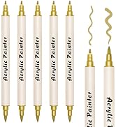 IOMDRWU Acrylic Double Tip Marker, Gold Paint Pens,1mm Fine and Brush Tips,Gold Paint Markers Per...