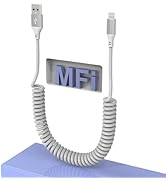 Coiled iPhone Charger Cable for Car [MFi Certified], Short Apple CarPlay Cord Lightning Cable 3FT...