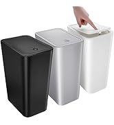 3 Pack Small Bathroom Trash Can with Lid - 10L/2.6 Gallon Slim Garbage Bin, Dog Proof Trashcan, P...